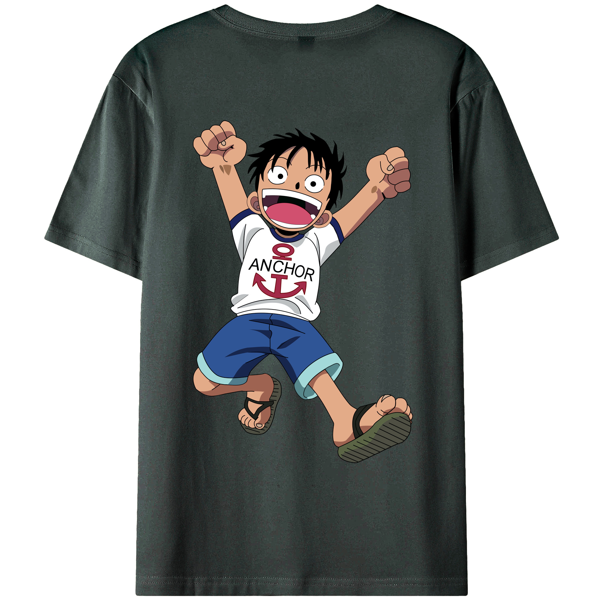 ワンピース モンキー・D・ルフィ ONE PIECE Monkey D. Luffy 綿100％ メンズ半袖Tシャツ（バックプリント） 通気性